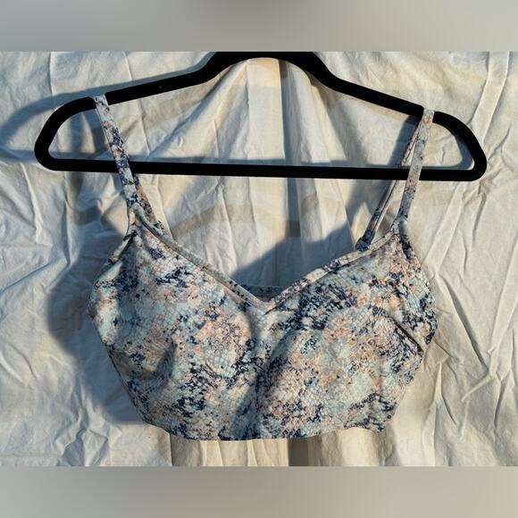 Kona Sol Bralette Bikini Top Size Medium Snakeskin Print Built-In Bra Draped - Picture 1 of 4